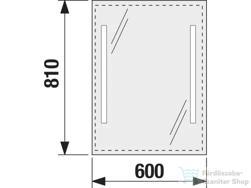 Jika CLEAR 60x81 cm-es tükör alumínium kerettel, LED világítással, kapcsoló nélkül, 5 mm-es éltöréssel, H4557251731441
