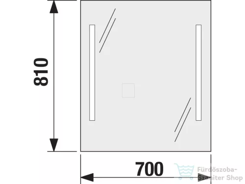 Jika CLEAR 70x81 cm-es tükör alumínium kerettel, LED világítással, kapcsoló nélkül, 5 mm-es éltöréssel, H4557351731441
