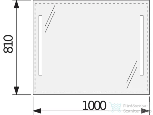 Jika CLEAR 100x81 cm-es tükör alumínium kerettel, LED világítással, kapcsoló nélkül, 5 mm-es éltöréssel, H4557651731441