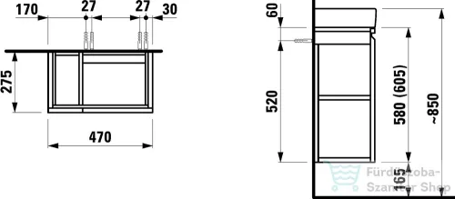 Laufen Pro S alsószekrény, jobbos ajtóval, balos polcokkal, 815954 tip. mosdóhoz, Matt fehér H4830020954631 ( 483002 )