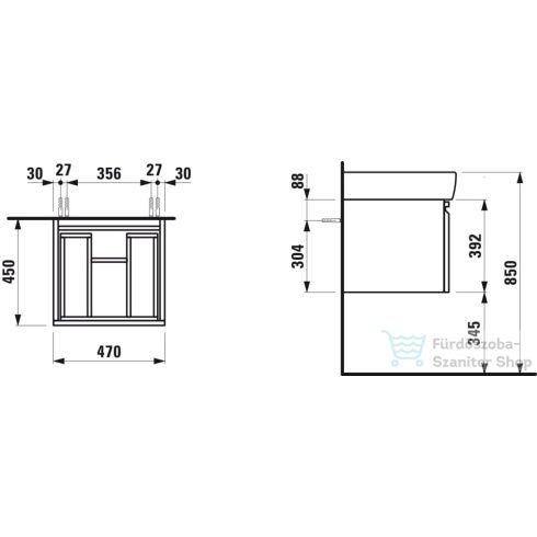 Laufen PRO alsószekrény,1 fiókkal, 818951 mosdóhoz, belső fiókkal,  fényes fehér H4830240954751