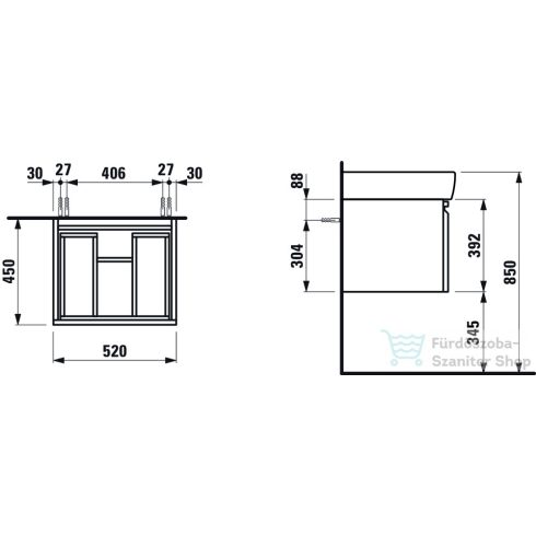 Laufen Pro alsószekrény 818952 mosdóhoz, fehér H4830330954631 ( 483033 )