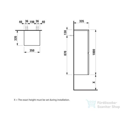 Laufen Pro S 100x35x33,5 cm-es 1 ajtós szekrény,jobbos,világos tölgy H4831120954791