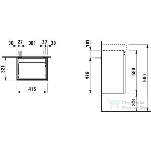 Laufen Pro S 41,5x32,1 cm-es 1 ajtós alsószekrény H815961 mosdóhoz,balos,Grafit H4833010964801