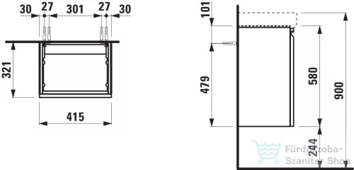 Laufen Pro S 41,5x32,1 cm-es 1 ajtós alsószekrény H815961 mosdóhoz,balos,Grafit H4833010964801