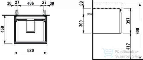 Laufen Pro S Alsószekrény és finoman záródó mechanizmussal, 810962 tip. mosdóhoz, 1 fiókkal, Matt fehér H4833510964631 ( 483351 )