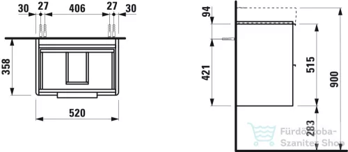 Laufen Pro S 52x45 cm-es 1 fiókos alsószekrény H810962 mosdóhoz,Fényes fehér H4833510964751