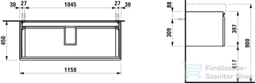 Laufen Pro S 116x45 cm-es 1 fiókos alsószekrény H814965 mosdóhoz,Világos tölgy H4835610964791