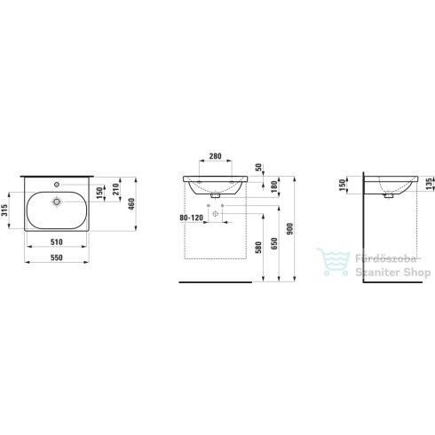 Laufen Lua 55x46 cm-es mosdó egy csaplyukkal,LCC bevonattal, H8100824001041