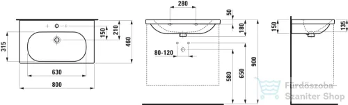 Laufen Lua 80x46 cm-es mosdó egy csaplyukkal,H8100870001041