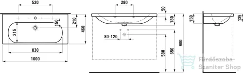 Laufen Lua 100x46 cm-es mosdó két csaplyukkal,LCC bevonattal,H8100894001071
