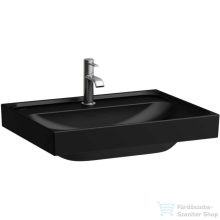   Laufen MEDA 60x46 cm-es falra/bútorra szerelhető mosdó túlfolyó nélkül,matt fekete H8101137161111