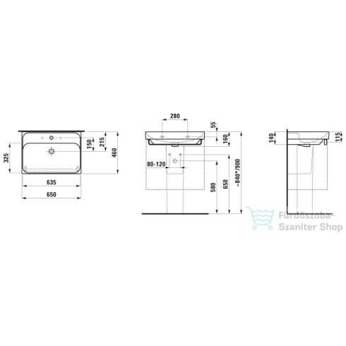 Laufen MEDA 65x46 cm-es falra/bútorra szerelhető mosdó,matt grafit H8101147581041