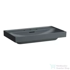   Laufen MEDA 80x46 cm-es falra/bútorra szerelhető mosdó 3 csaplyukkal, matt graphite H8101177581081