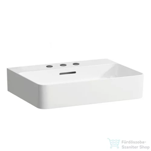 Laufen Val SaphirKeramik 55x42 cm-es mosdó 3 csaplyukkal,LCC bevonattal,fehér H8102824001081