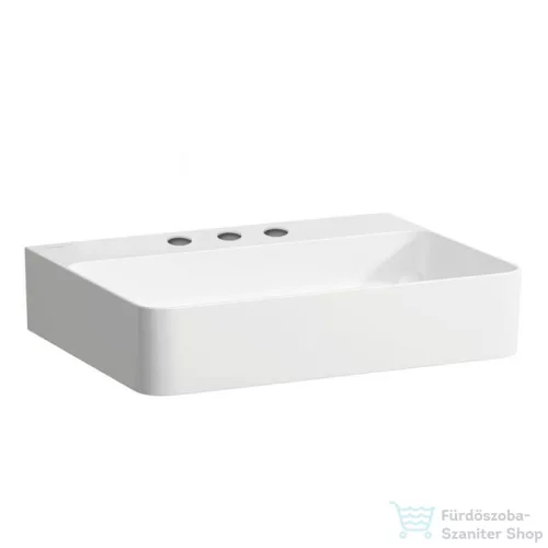 Laufen Val SaphirKeramik 55x42 cm-es mosdó 3 csaplyukkal,túlfolyó nélkül,matt fehér H8102827571581