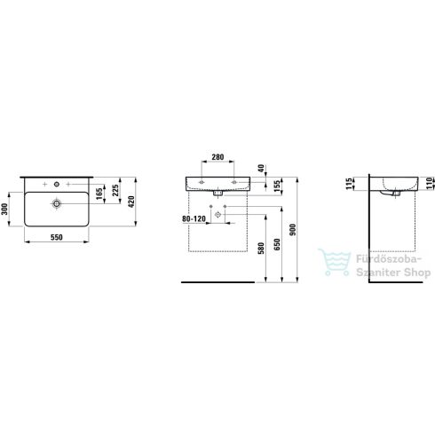 Laufen Val SaphirKeramik 55x42 cm mosdó, matt graphite H8102827581041