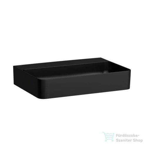 Laufen Val SaphirKeramik 60x42 cm-es mosdó csaplyuk és túlfolyó nélkül, matt fekete H8102837161121