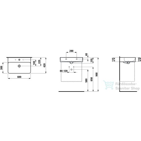 Laufen Val SaphirKeramik 60x42 cm-es mosdó LCC Active bevonattal,H810283A001041