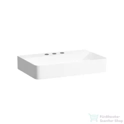   Laufen Val SaphirKeramik 65x42 cm-es mosdó 3 csaplyukkal, túlfolyó nélkül, matt fehér H8102847571581