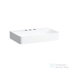   Laufen Val SaphirKeramik 65x42 cm-es mosdó 3 csaplyukkal, túlfolyó nélkül, LCC Active bevonattal, fehér H810284A001581