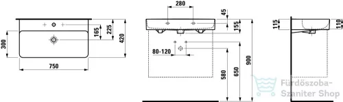 Laufen Val SaphirKeramik 75x42 cm mosdó H8102850001041 ( 810285 )