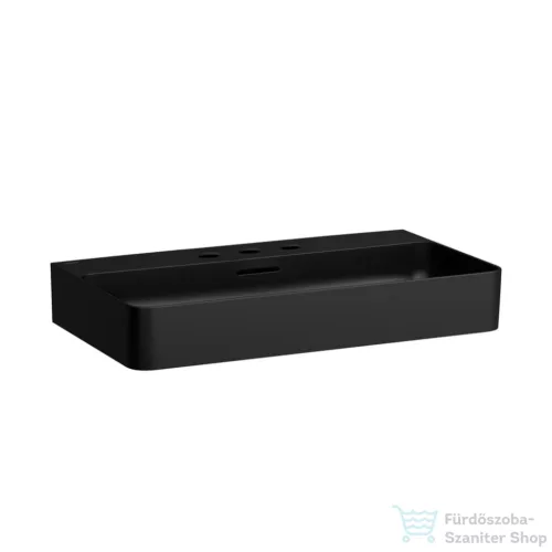 Laufen Val SaphirKeramik 75x42 cm-es mosdó 3 csaplyukkal, matt fekete H8102857161081