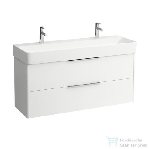 Laufen Val SaphirKeramik 120x42 cm-es mosdó 2 csaplyukkal,túlfolyó nélkül,matt ffehér H8102897571151