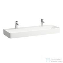   Laufen Val SaphirKeramik 120x42 cm-es mosdó 2 csaplyukkal,túlfolyó nélkül,LCC Active bevonattal,fehér H810289A001151