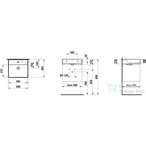 Laufen Kartell By Laufen 50x46 cm-es mosdó,matt fekete H8103327161041