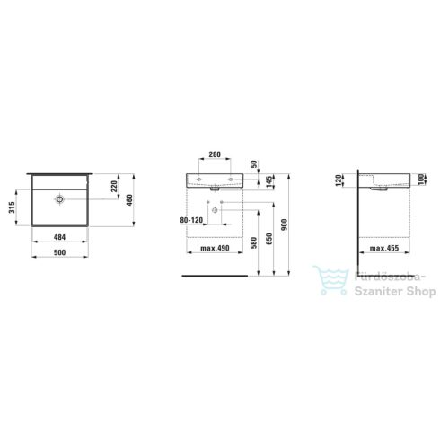 Laufen Kartell By Laufen 50x46 cm-es mosdó csaplyuk nélkül,matt fehér H8103327571091