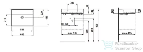 Laufen Kartell By Laufen 60x46 cm-es mosdó csaplyuk nélkül,Matt szürke H8103337591091