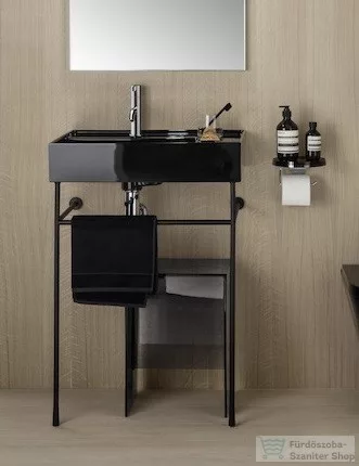 Laufen Kartell By Laufen 60x46 mosdó, jobb oldali polccal, fényes fekete H8103340201111 ( 810334 )