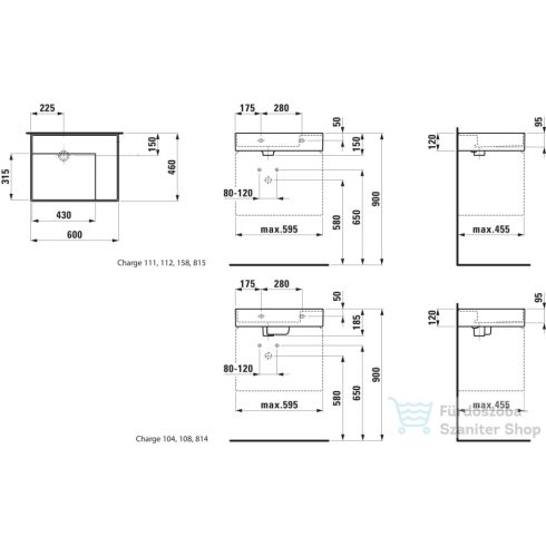 Laufen Kartell By Laufen 60x46 cm-es csaplyuk nélküli mosdó,speciálisan fedett lefolyóval,LCC bevonattal,fehér H8103344001121