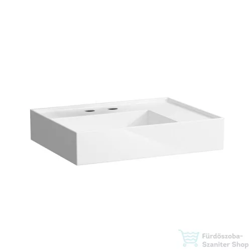 Laufen Kartell By Laufen 60x46 cm-es 2 csaplyukas mosdó jobb oldali polccal,speciálisan fedett lefolyóval,LCC bevonattal,fehér H8103344008151