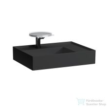   Laufen Kartell By Laufen 60x46 cm-es mosdó, jobb oldali polccal,speciálisan fedett lefolyóval,matt fekete H8103347161111