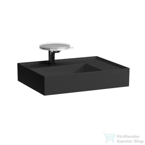 Laufen Kartell By Laufen 60x46 cm-es mosdó, jobb oldali polccal,speciálisan fedett lefolyóval,matt fekete H8103347161111