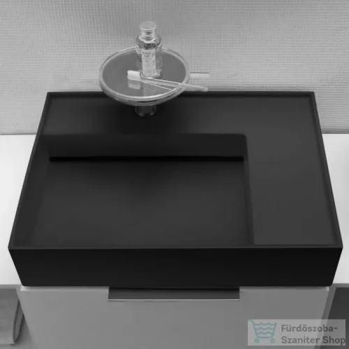 Laufen Kartell By Laufen 60x46 cm-es mosdó, jobb oldali polccal,speciálisan fedett lefolyóval,matt fekete H8103347161111