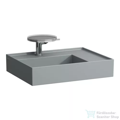 Laufen Kartell By Laufen 60x46 cm-es mosdó, jobb oldali polccal,speciálisan fedett lefolyóval,Graphite matt H8103347581111