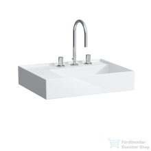   Laufen Kartell By Laufen 60x46 cm-es túlfolyó nélküli mosdó 3 csaplyukkal,bal oldali polccal,LCC bevonattal,fehér H8103354001581