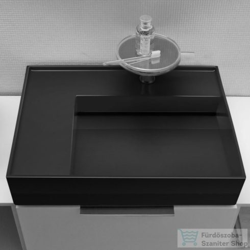 Laufen Kartell By Laufen 60x46 cm-es mosdó, bal oldali polccal,matt fekete H8103357161111
