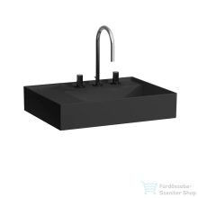  Laufen Kartell By Laufen 60x46 cm-es túlfolyó nélküli mosdó 3 csaplyukkal,bal oldali polccal,matt fekete H8103357161581