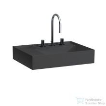   Laufen Kartell By Laufen 60x46 cm-es túlfolyó nélküli mosdó 3 csaplyukkal,bal oldali polccal,graphite matt H8103357581581