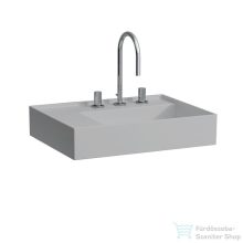   Laufen Kartell By Laufen 60x46 cm-es túlfolyó nélküli mosdó 3 csaplyukkal,bal oldali polccal,matt szürke H8103357591581