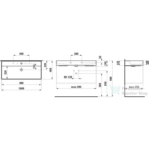 Laufen Kartell By Laufen 100x46 cm-es mosdó egy csaplyukkal matt fehér H8103377571041