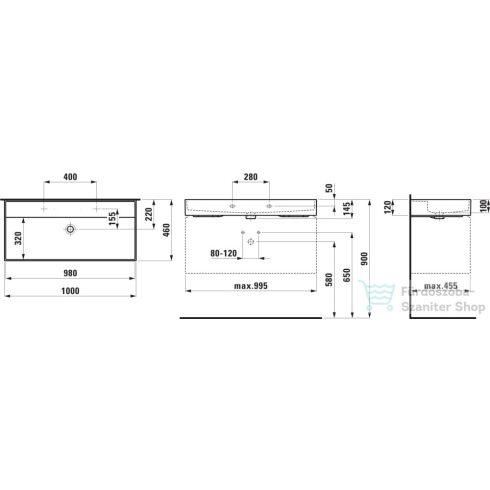 Laufen Kartell By Laufen 100x46 cm-es mosdó 2 csaplyukkal,matt fehér H8103377571071
