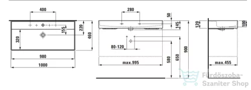 Laufen Kartell By Laufen 100x46 cm-es mosdó túlfolyó nélkül,matt fehér H8103377571111