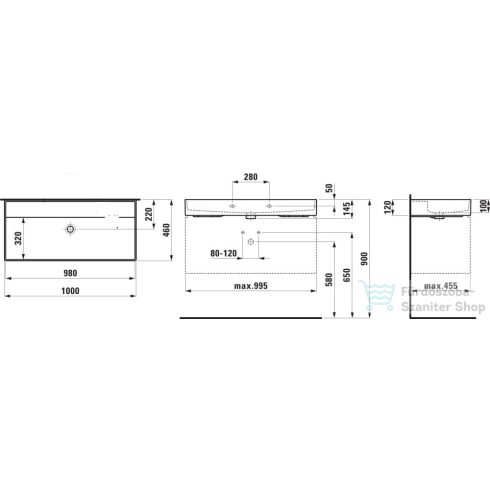 Laufen Kartell By Laufen 100x46 cm-es mosdó csaplyuk nélkül,Matt szürke H8103377591091