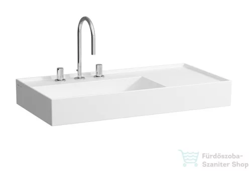 Laufen Kartell By Laufen 90x46 mosdó, jobb oldali polccal, 3 csaplyukkal H8103380001581 ( 810338 )