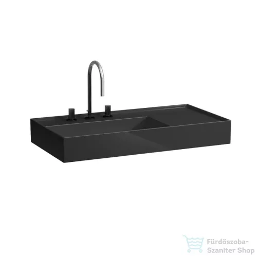 Laufen Kartell By Laufen 90x46 cm-es mosdó 3 csaplyukkal,fényes fekete H8103380201581